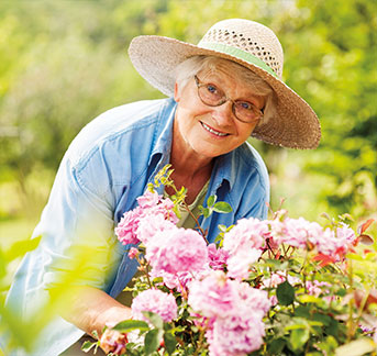 Photo of a woman gardening. Links to Tangible Personal Property page.